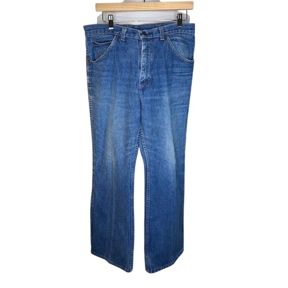 Vintage Roebucks Mens Blue Denim Jeans 34x30 USA Made Straight Leg Western‎ 70's